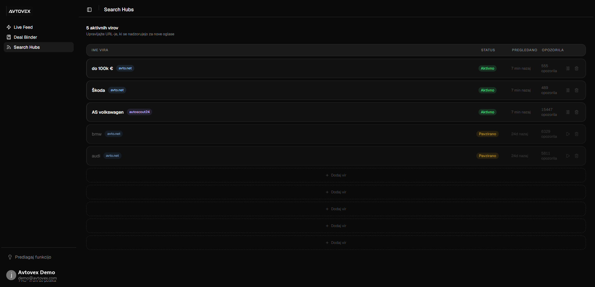 Avtovex Search Hubs