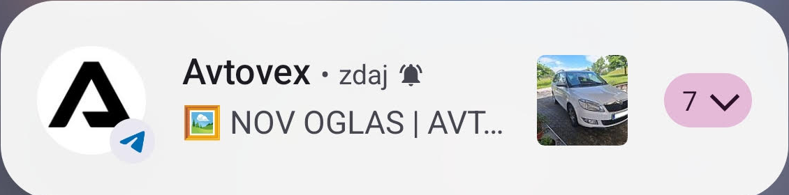 Avtovex obvestilo: nov oglas prek Telegrama